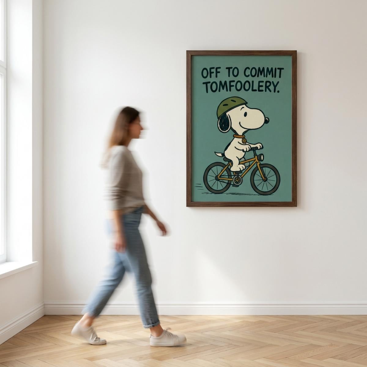 Off To Commit Tomfoolery Poster, Cartoon Animal Print, Humour Wall Decor wall art print