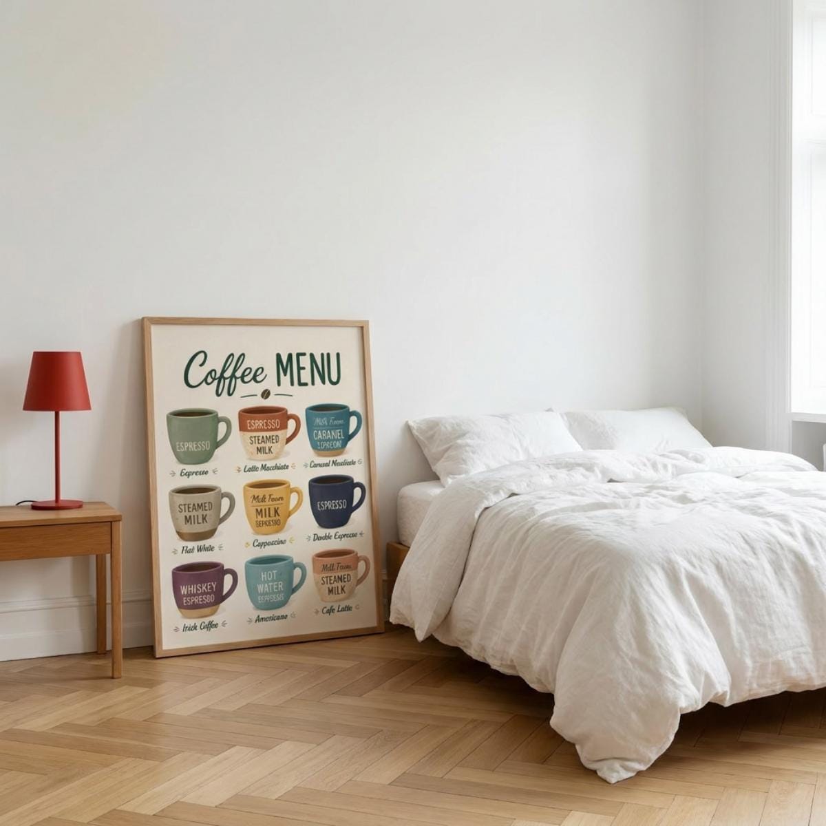 Coffee Menu Wall Art Print, Espresso Guide Poster, Kitchen Coffee Decor, Barista Chart wall art print