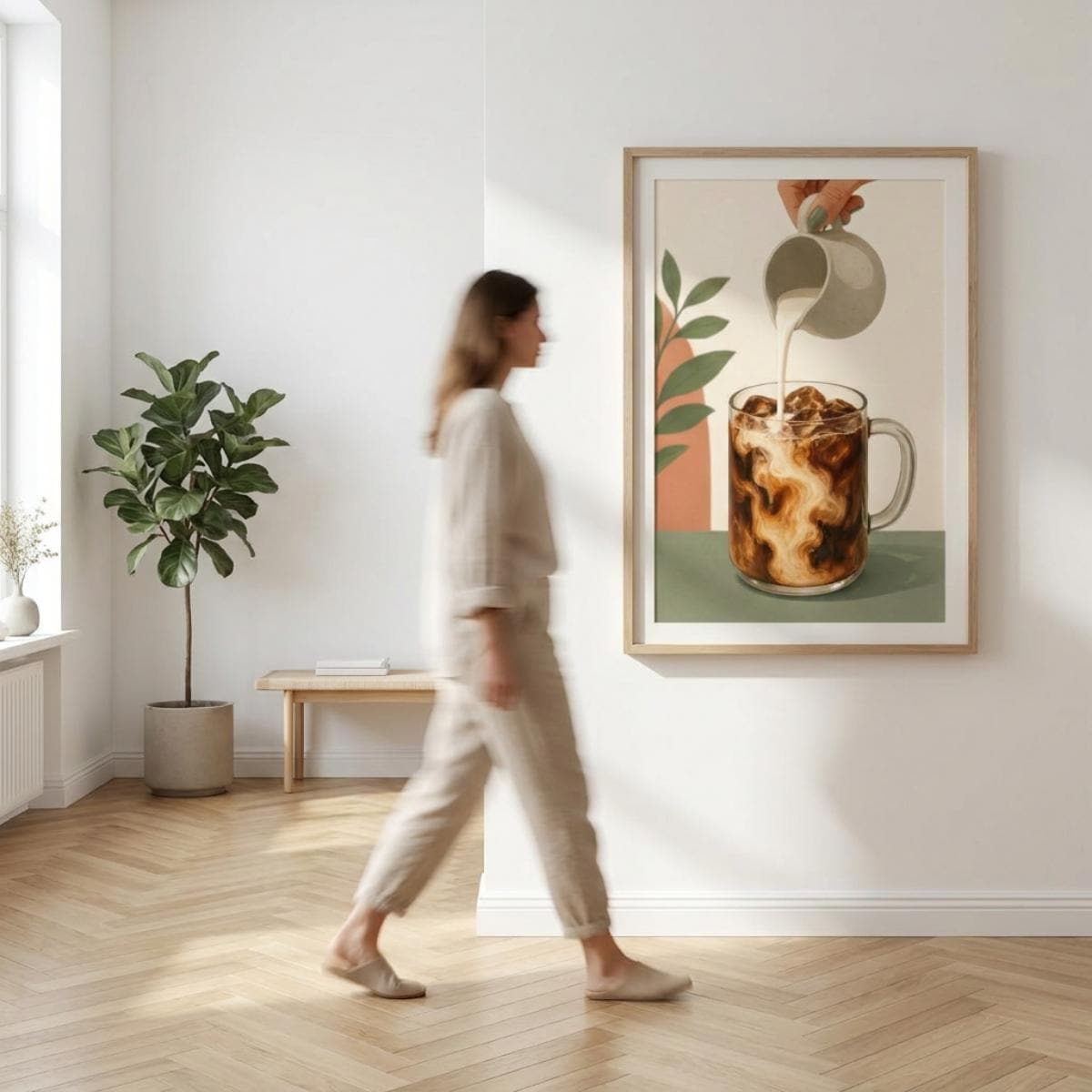 Iced Coffee Poster, Cold Brew Wall Art, Coffee with Cream Print, Kitchen Cafe Decor wall art print