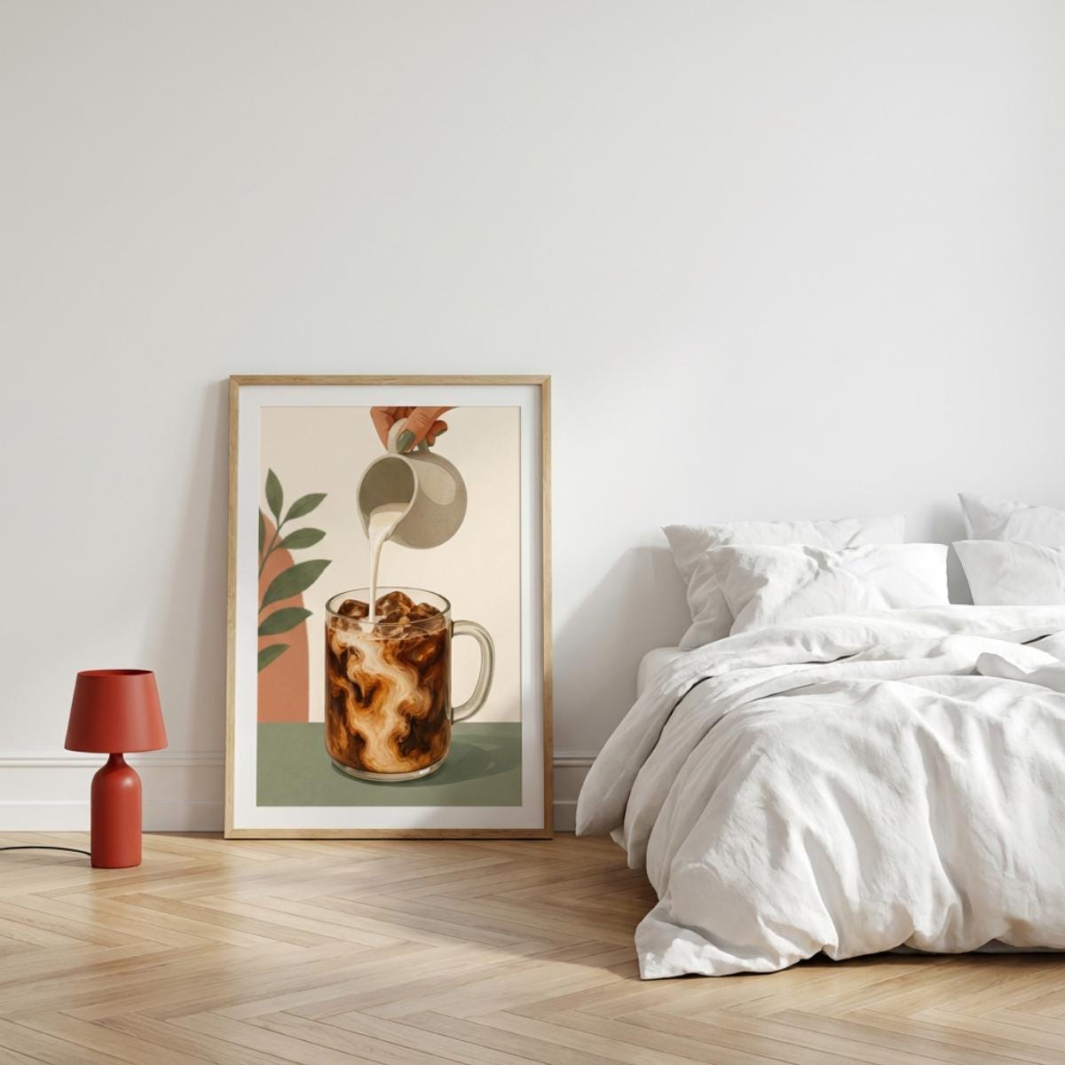 Iced Coffee Poster, Cold Brew Wall Art, Coffee with Cream Print, Kitchen Cafe Decor wall art print