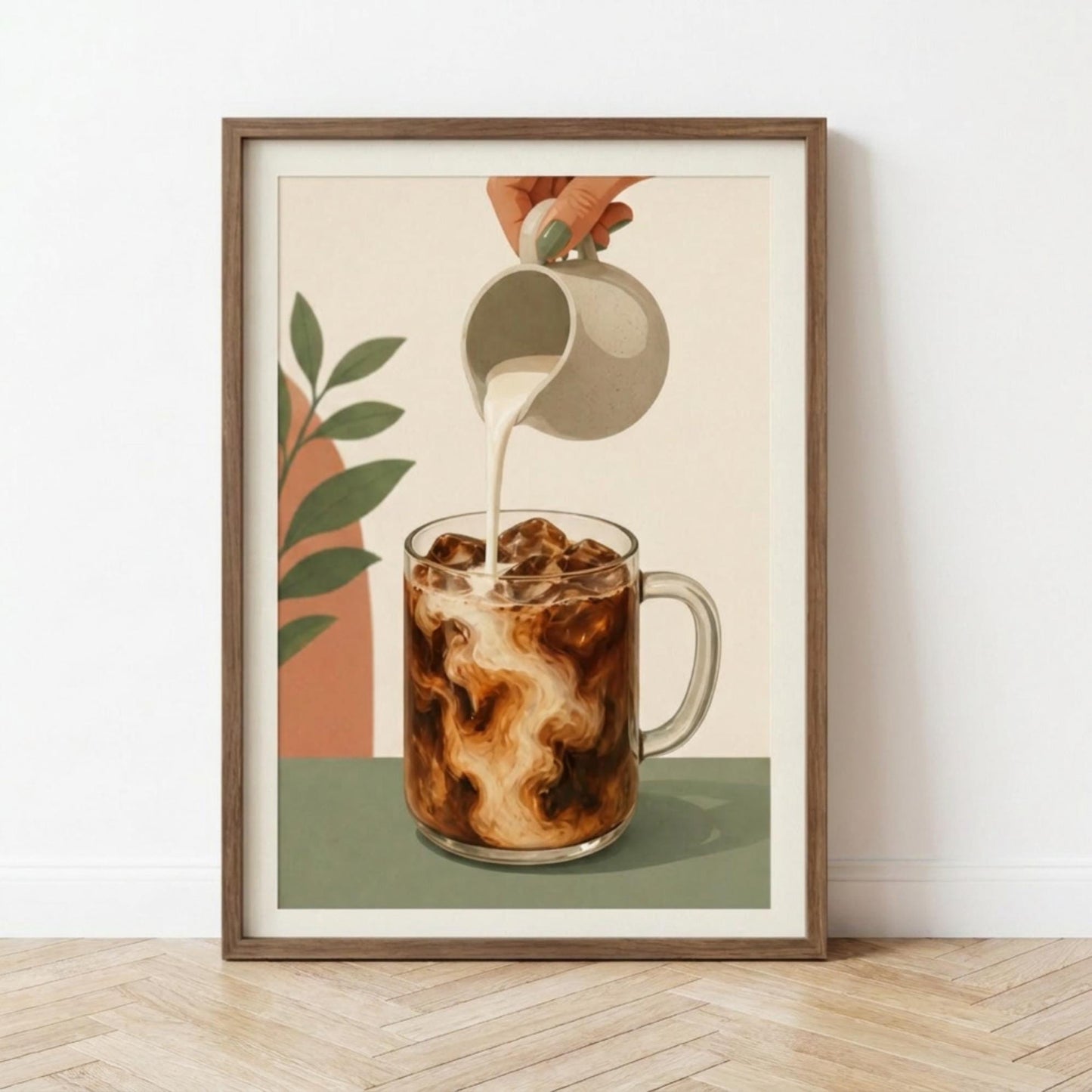 Iced Coffee Poster, Cold Brew Wall Art, Coffee with Cream Print, Kitchen Cafe Decor wall art print