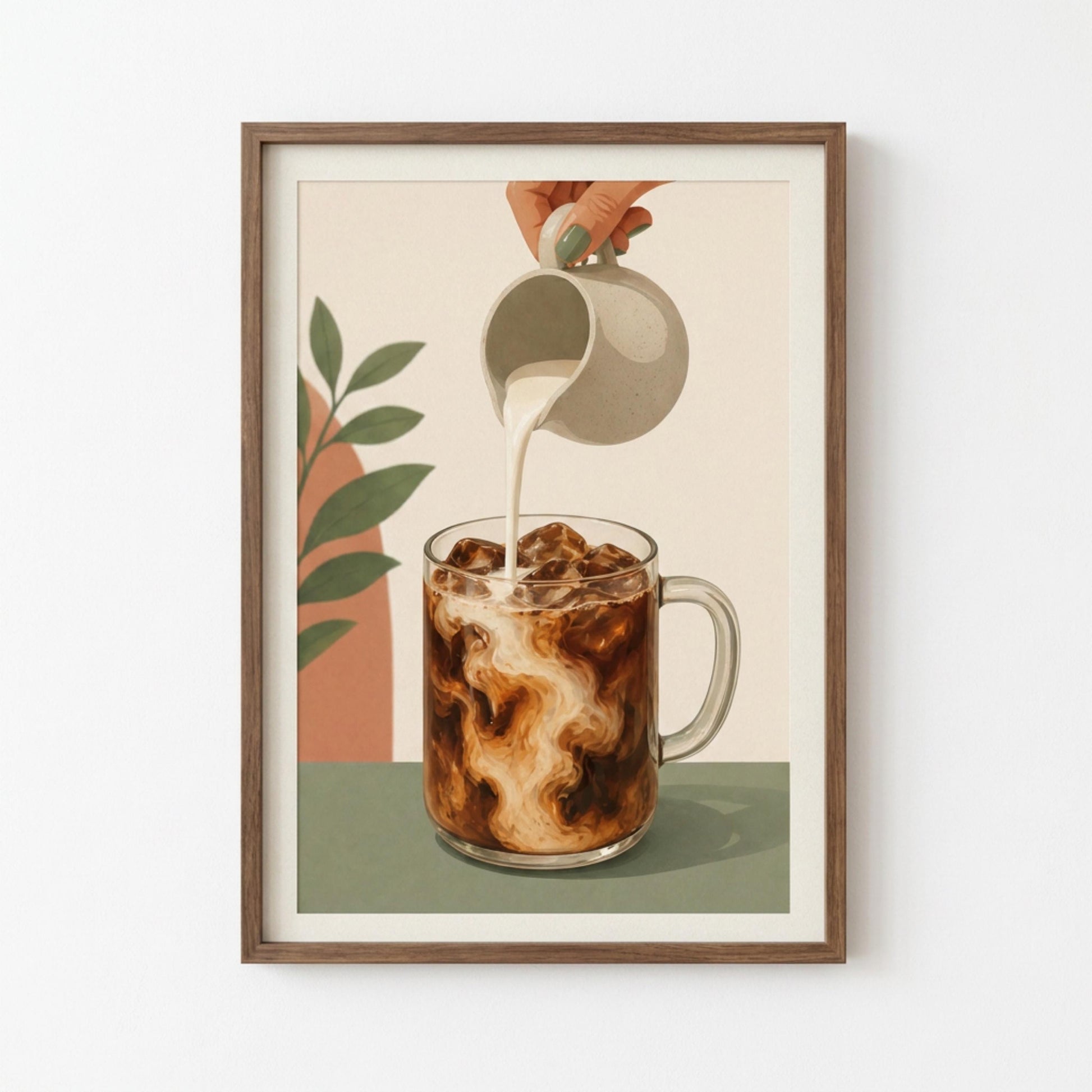 Iced Coffee Poster, Cold Brew Wall Art, Coffee with Cream Print, Kitchen Cafe Decor wall art print