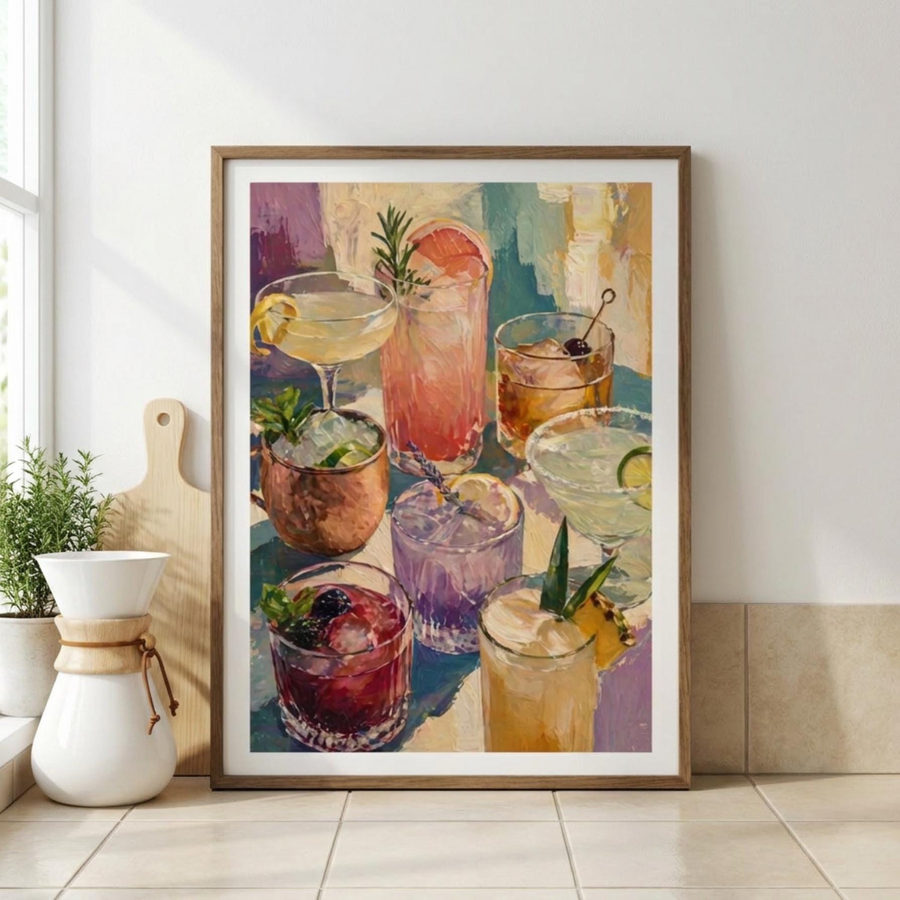 Cocktail Wall Art Print, Colourful Drink Painting, Bar Lounge Decor, Modern Abstract Alcohol Print wall art print