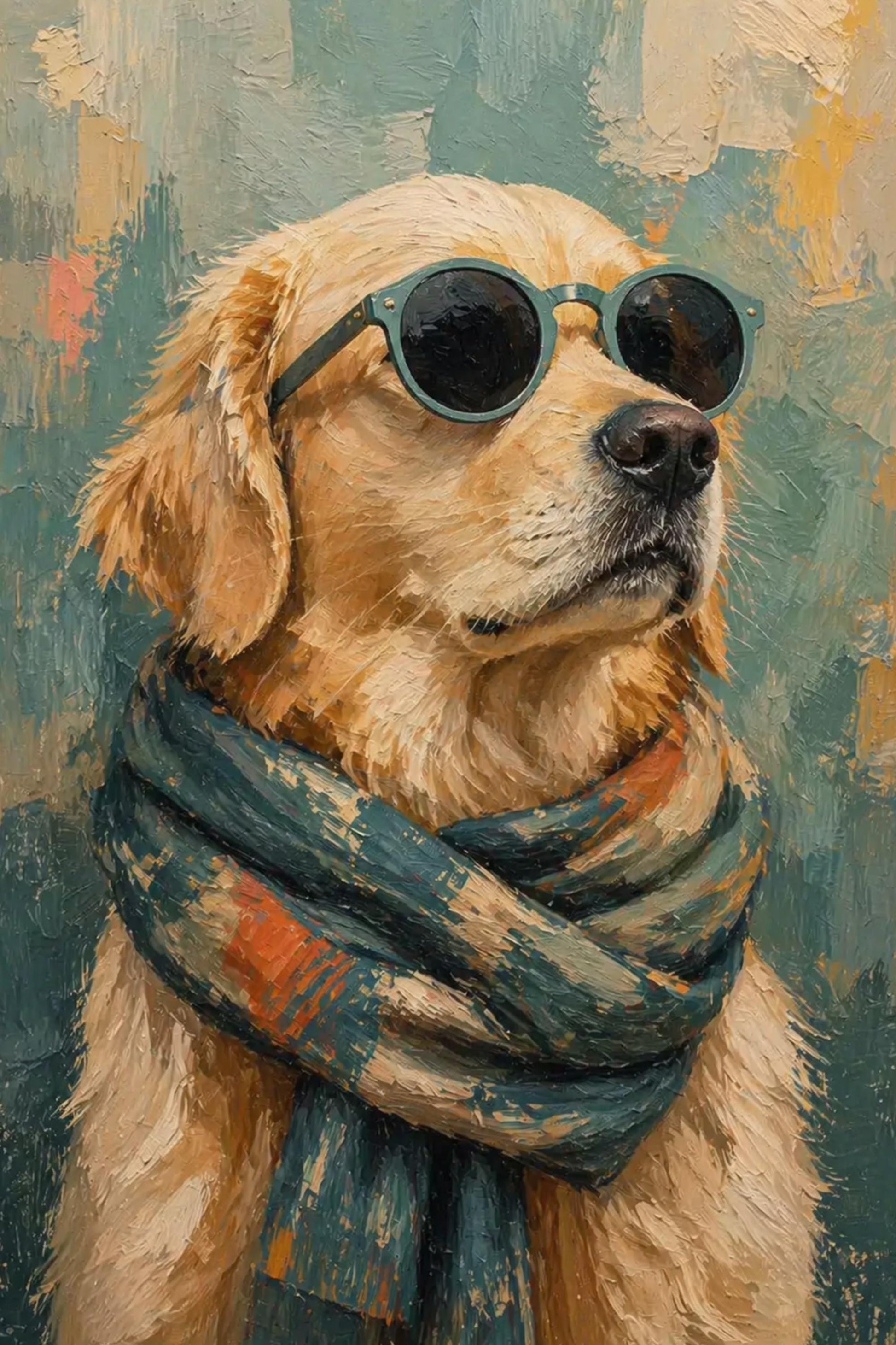 Golden Retriever Wall Art, Dog Portrait Print, Stylish Dog Poster with Sunglasses wall art print