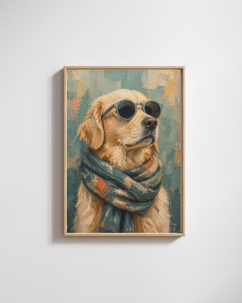 Golden Retriever Wall Art, Dog Portrait Print, Stylish Dog Poster with Sunglasses wall art print