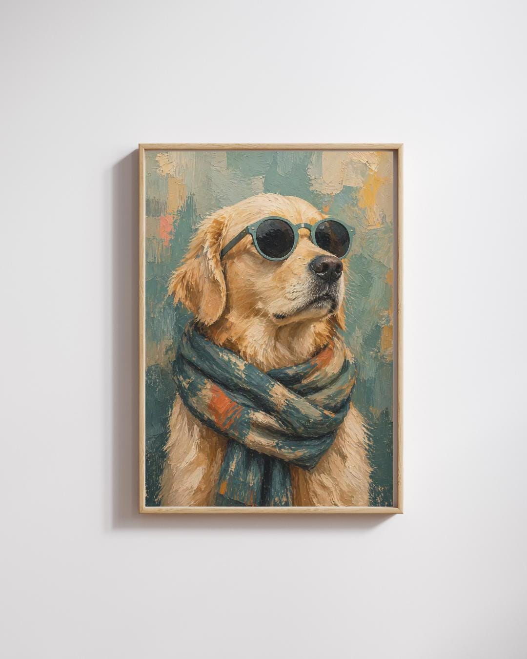 Golden Retriever Wall Art, Dog Portrait Print, Stylish Dog Poster with Sunglasses wall art print