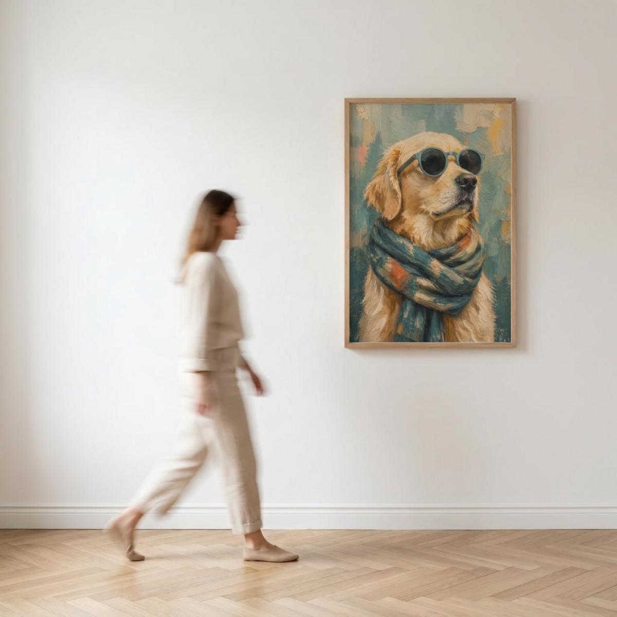 Golden Retriever Wall Art, Dog Portrait Print, Stylish Dog Poster with Sunglasses wall art print