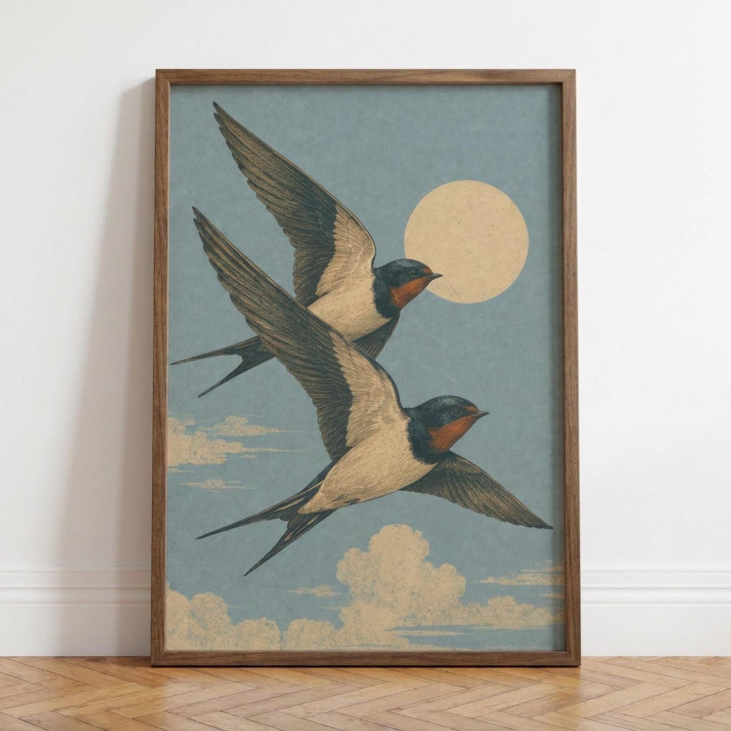 Swallow Bird Wall Art, Vintage Nature Poster, Japanese Style Artwork wall art print