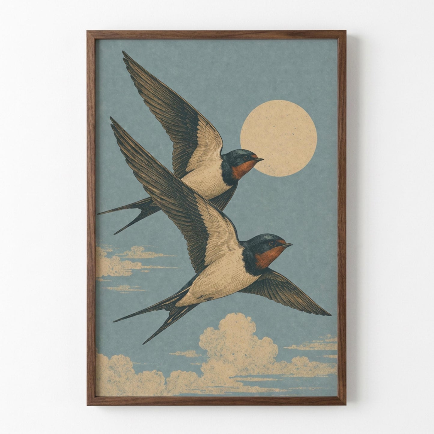 Swallow Bird Wall Art, Vintage Nature Poster, Japanese Style Artwork wall art print