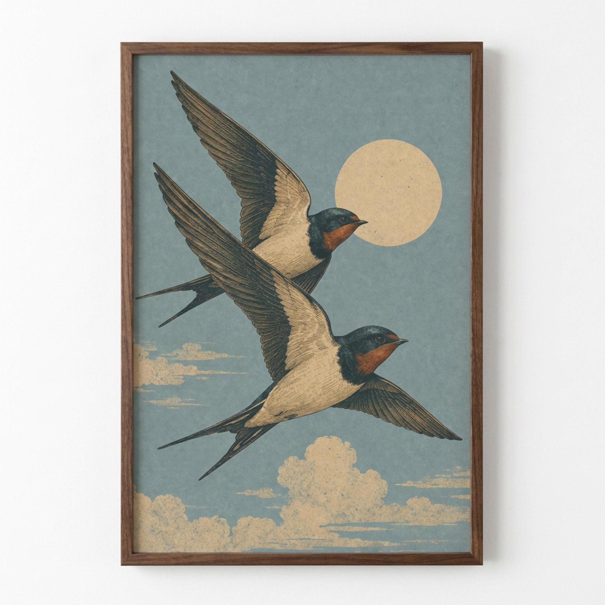 Swallow Bird Wall Art, Vintage Nature Poster, Japanese Style Artwork wall art print
