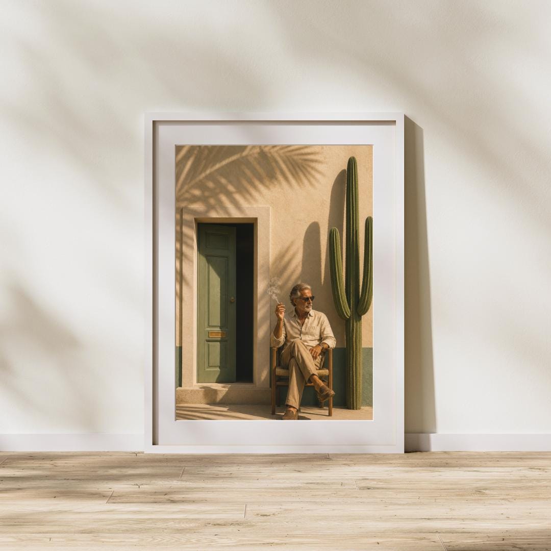 Modern Desert Wall Art, Minimalist Man Portrait Print, Luxury Poster wall art print
