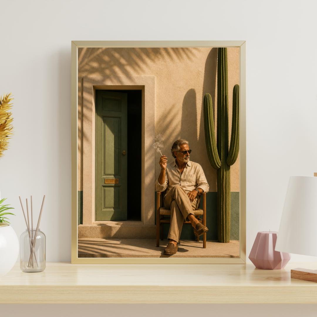 Modern Desert Wall Art, Minimalist Man Portrait Print, Luxury Poster wall art print