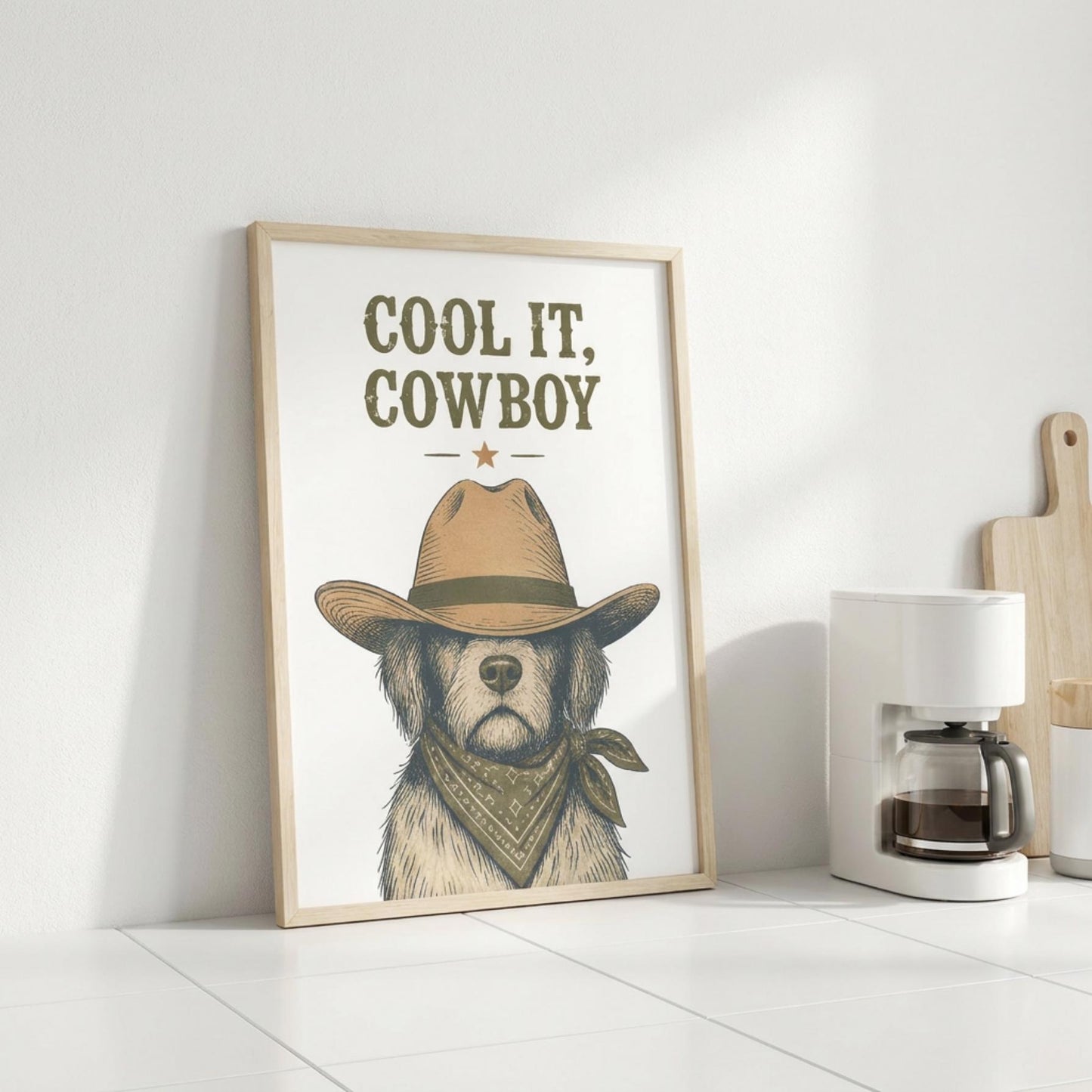 Cowboy Dog Wall Art, Vintage Western Dog Poster, Matte Paper Print wall art print