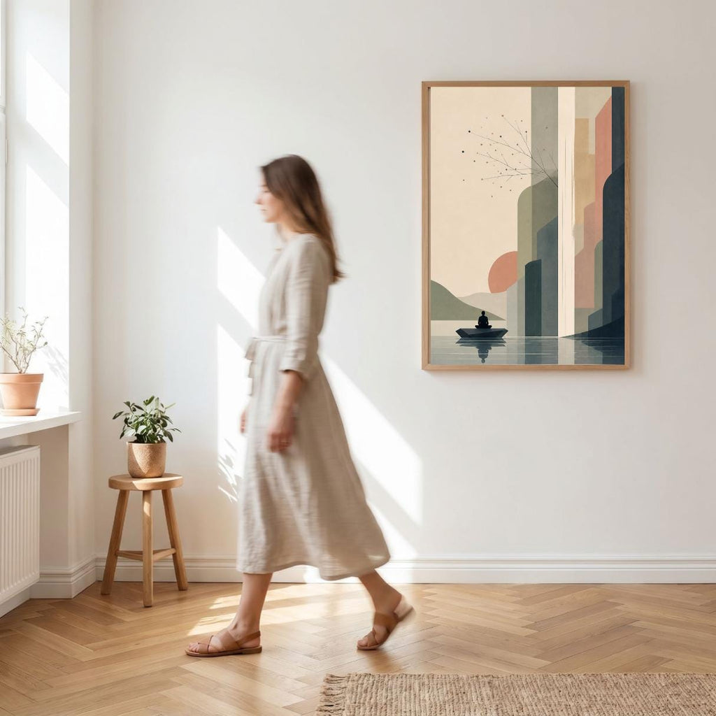 Minimalist Japandi Wall Art, Zen Meditation Poster, Modern Abstract Landscape Decor wall art print