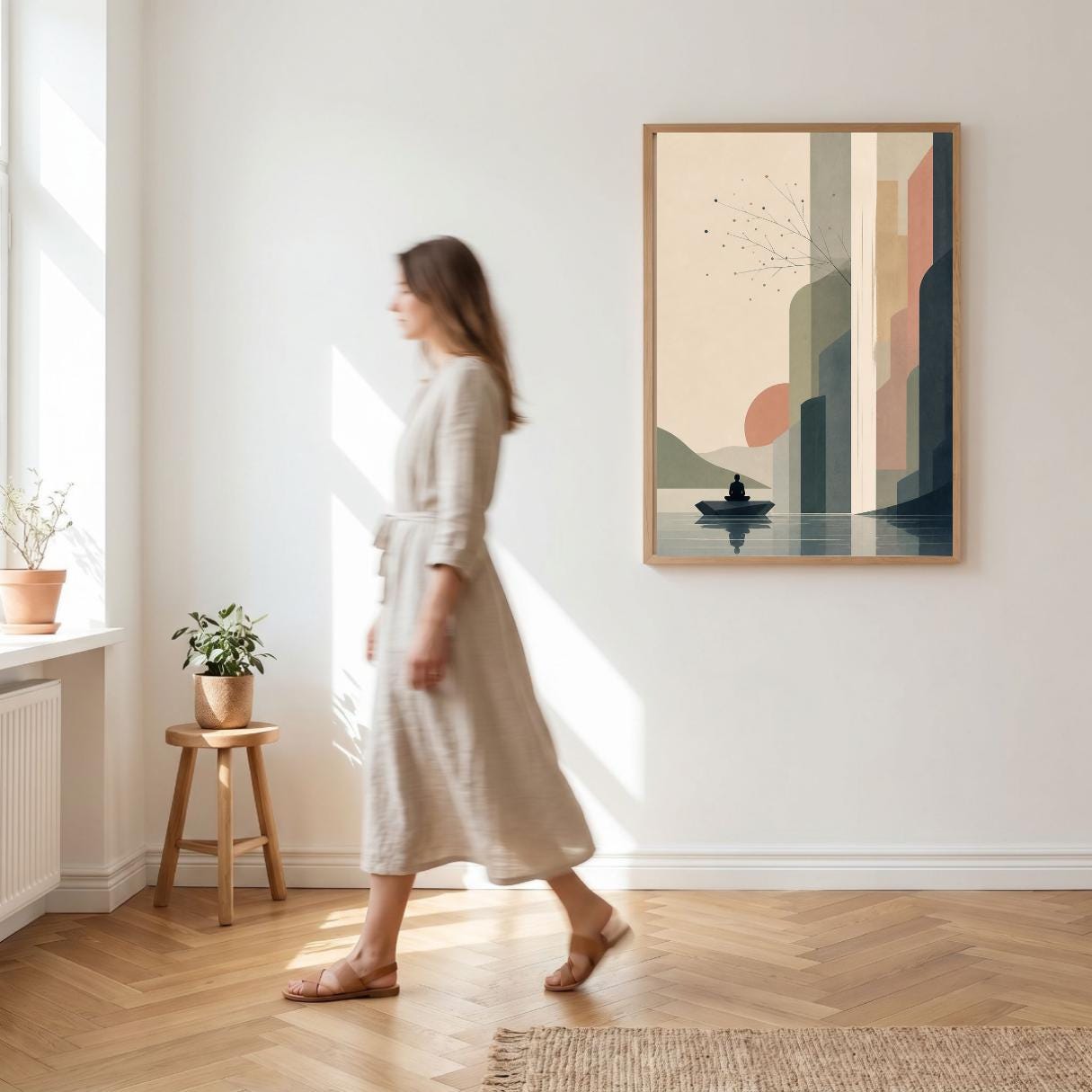 Minimalist Japandi Wall Art, Zen Meditation Poster, Modern Abstract Landscape Decor wall art print