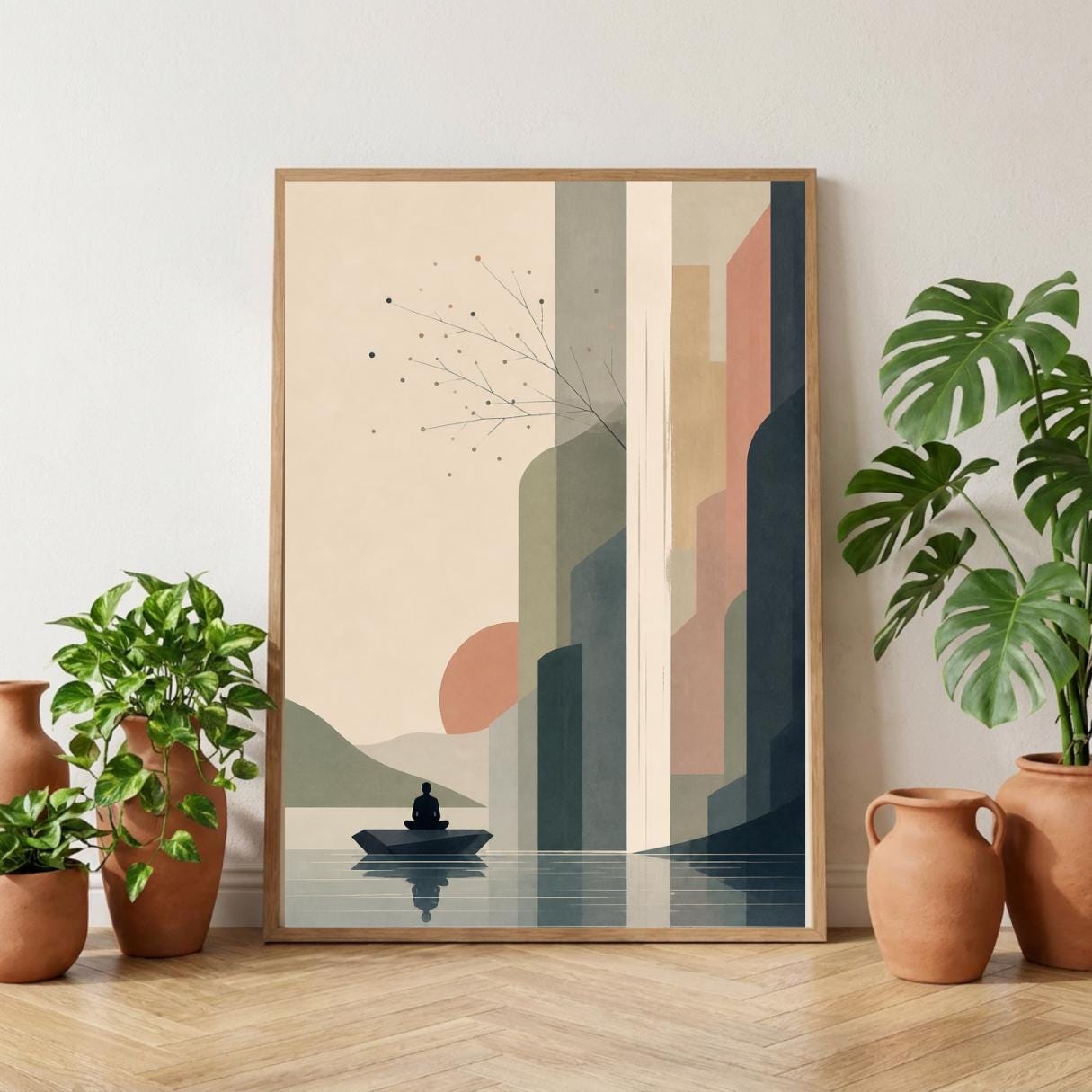 Minimalist Japandi Wall Art, Zen Meditation Poster, Modern Abstract Landscape Decor wall art print