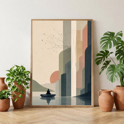 Minimalist Japandi Wall Art, Zen Meditation Poster, Modern Abstract Landscape Decor wall art print
