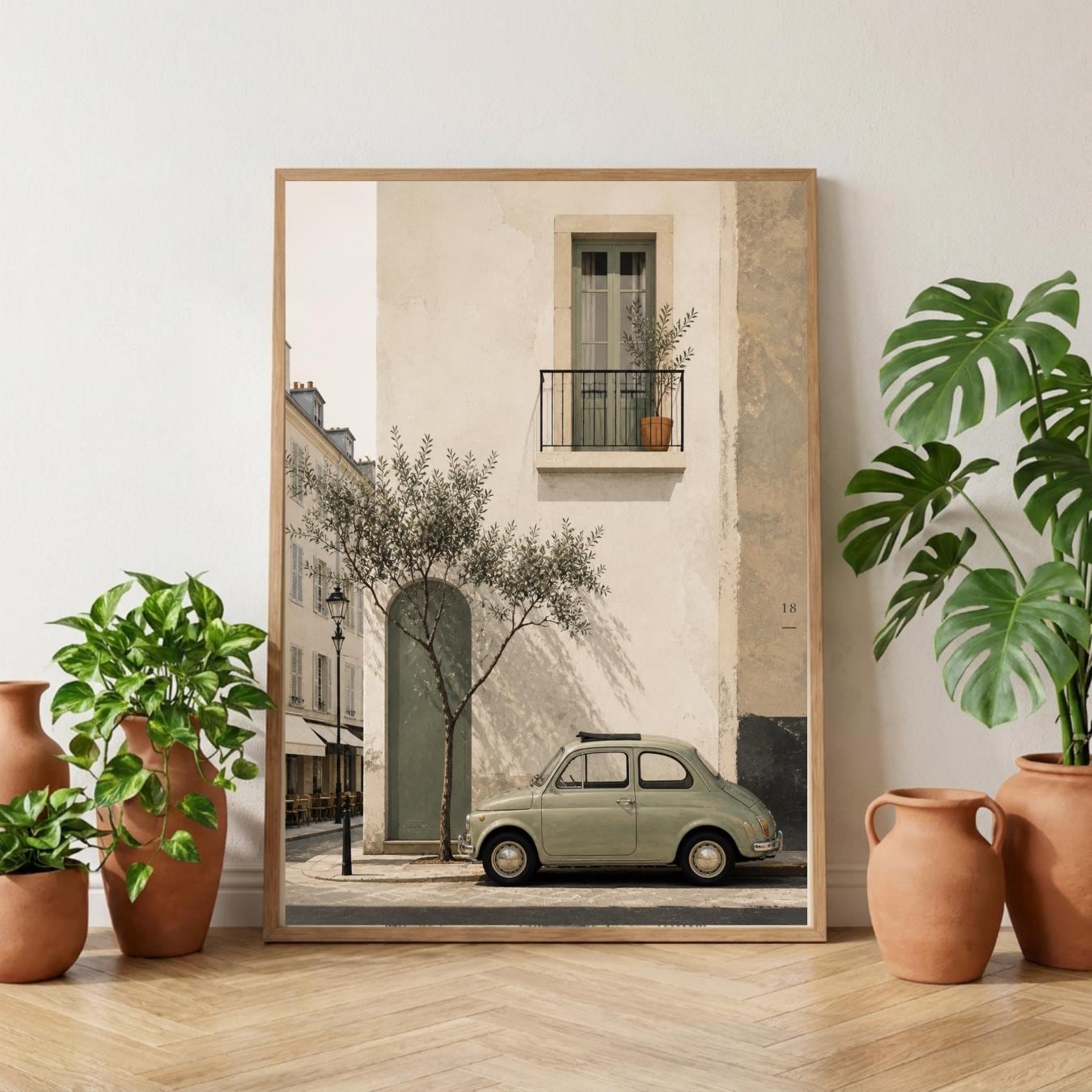Paris Street Wall Art, Vintage Car Poster, French City Print, Minimalist Travel Wall Decor wall art print