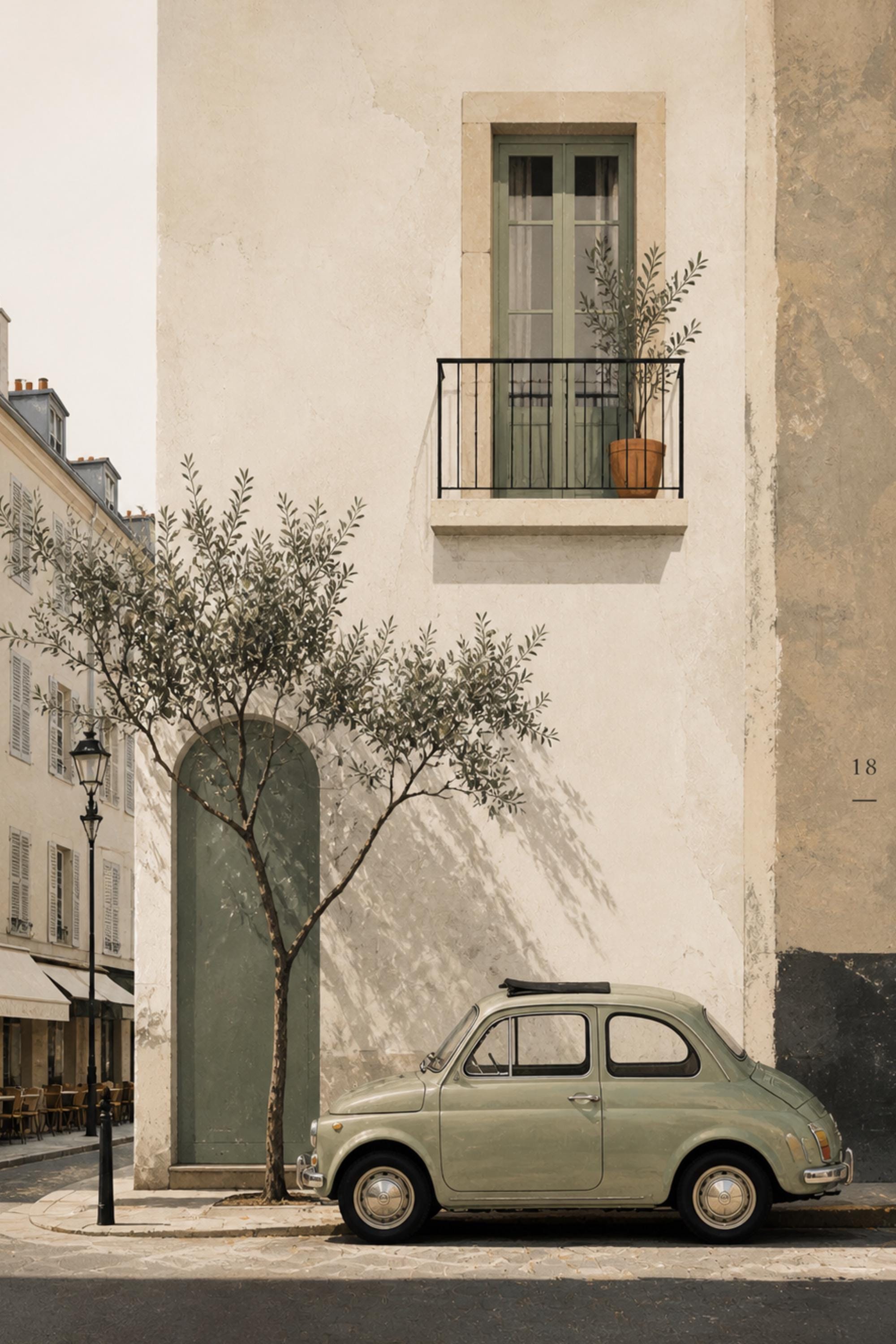 Paris Street Wall Art, Vintage Car Poster, French City Print, Minimalist Travel Wall Decor wall art print