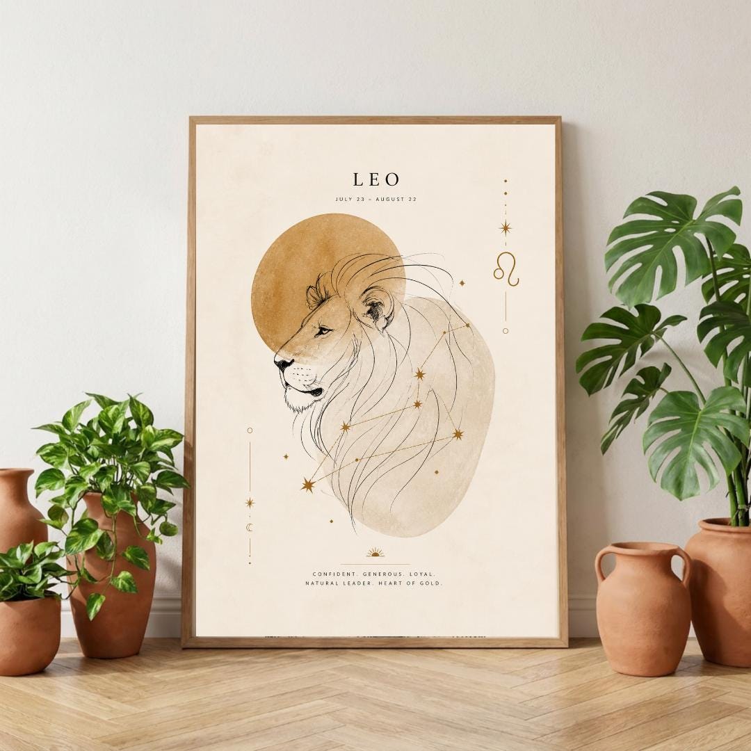 Leo Zodiac Wall Art, Minimalist Astrology Poster wall art print