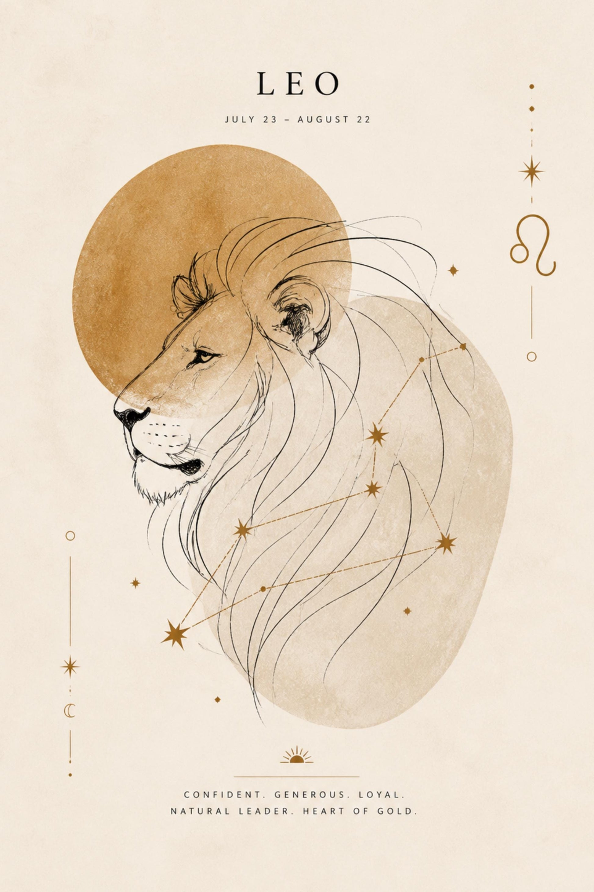 Leo Zodiac Wall Art, Minimalist Astrology Poster wall art print