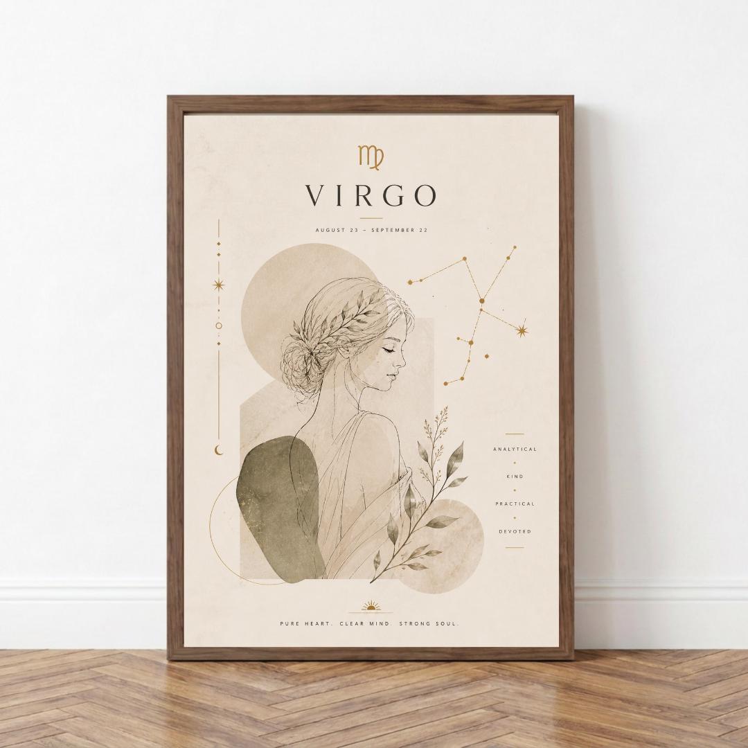 Virgo Zodiac Wall Art, Minimalist Astrology Poster, Star Sign Print wall art print
