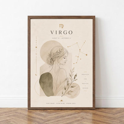 Virgo Zodiac Wall Art, Minimalist Astrology Poster, Star Sign Print wall art print