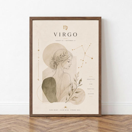 Virgo Zodiac Wall Art, Minimalist Astrology Poster, Star Sign Print wall art print
