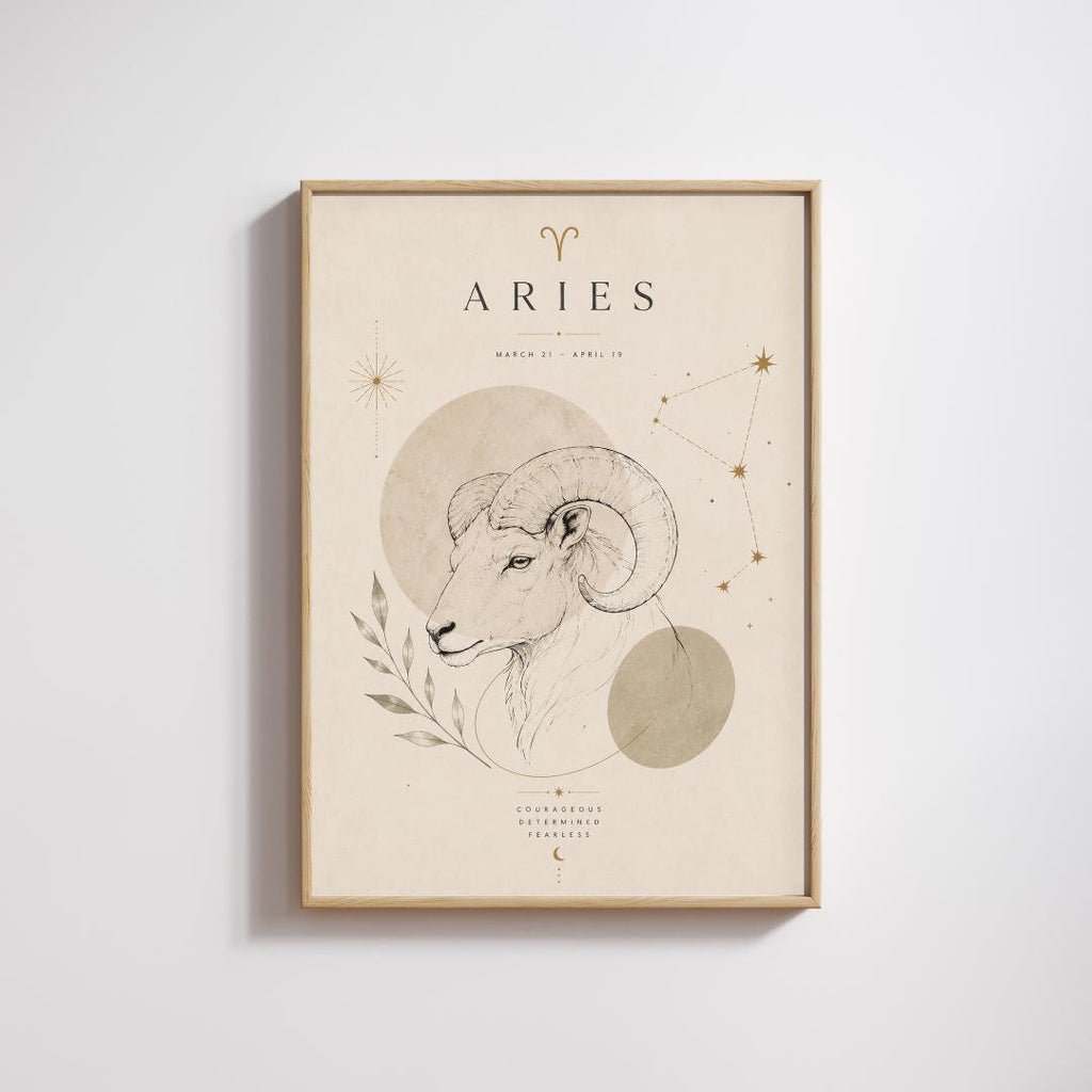 Aries Zodiac Wall Art, Minimalist Astrology Poster, Star Sign Print wall art print
