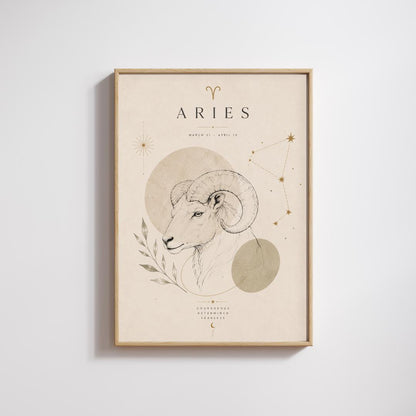 Aries Zodiac Wall Art, Minimalist Astrology Poster, Star Sign Print wall art print