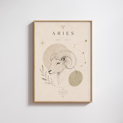 Aries Zodiac Wall Art, Minimalist Astrology Poster, Star Sign Print wall art print