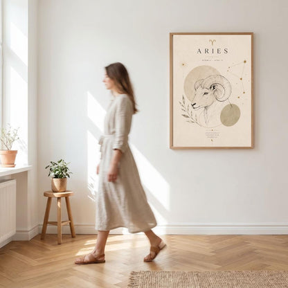 Aries Zodiac Wall Art, Minimalist Astrology Poster, Star Sign Print wall art print