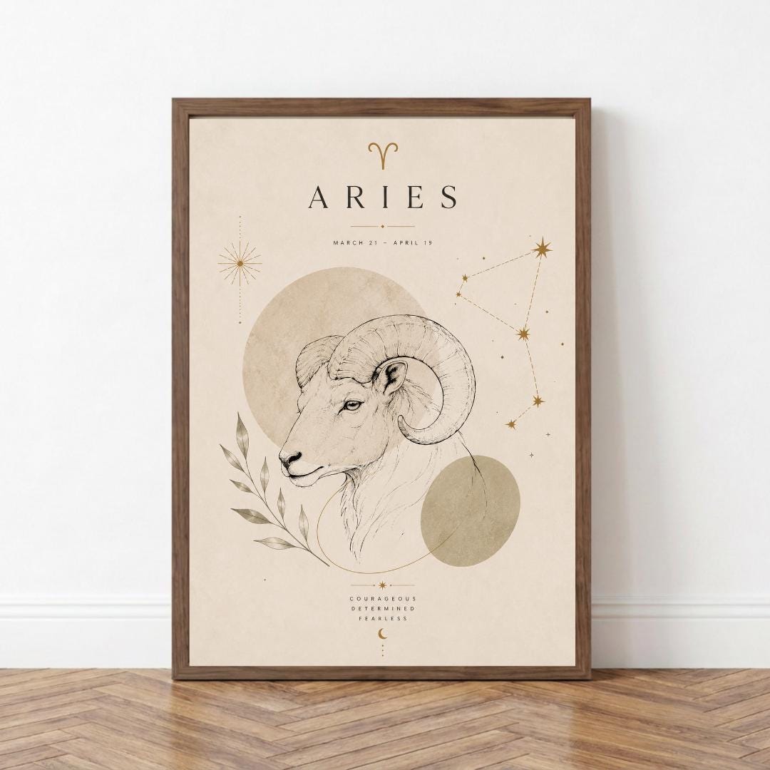 Aries Zodiac Wall Art, Minimalist Astrology Poster, Star Sign Print wall art print