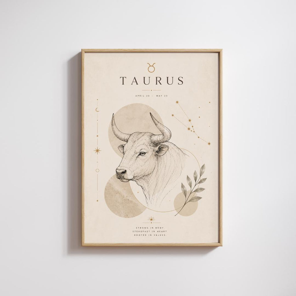 Taurus Zodiac Wall Art, Minimalist Astrology Poster, Star Sign Print wall art print