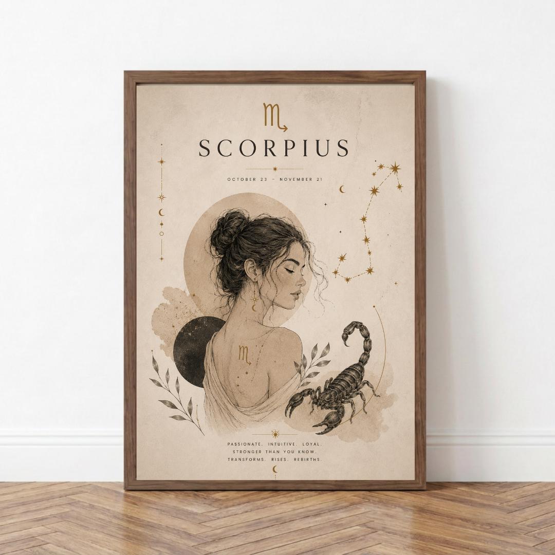 Scorpio Zodiac Wall Art, Minimalist Astrology Poster, Star Sign Print wall art print