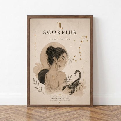 Scorpio Zodiac Wall Art, Minimalist Astrology Poster, Star Sign Print wall art print