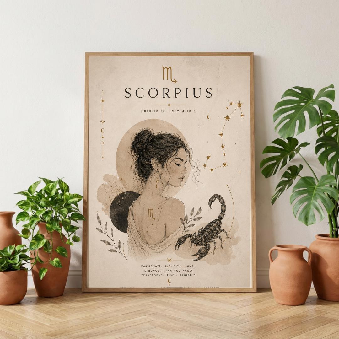 Scorpio Zodiac Wall Art, Minimalist Astrology Poster, Star Sign Print wall art print