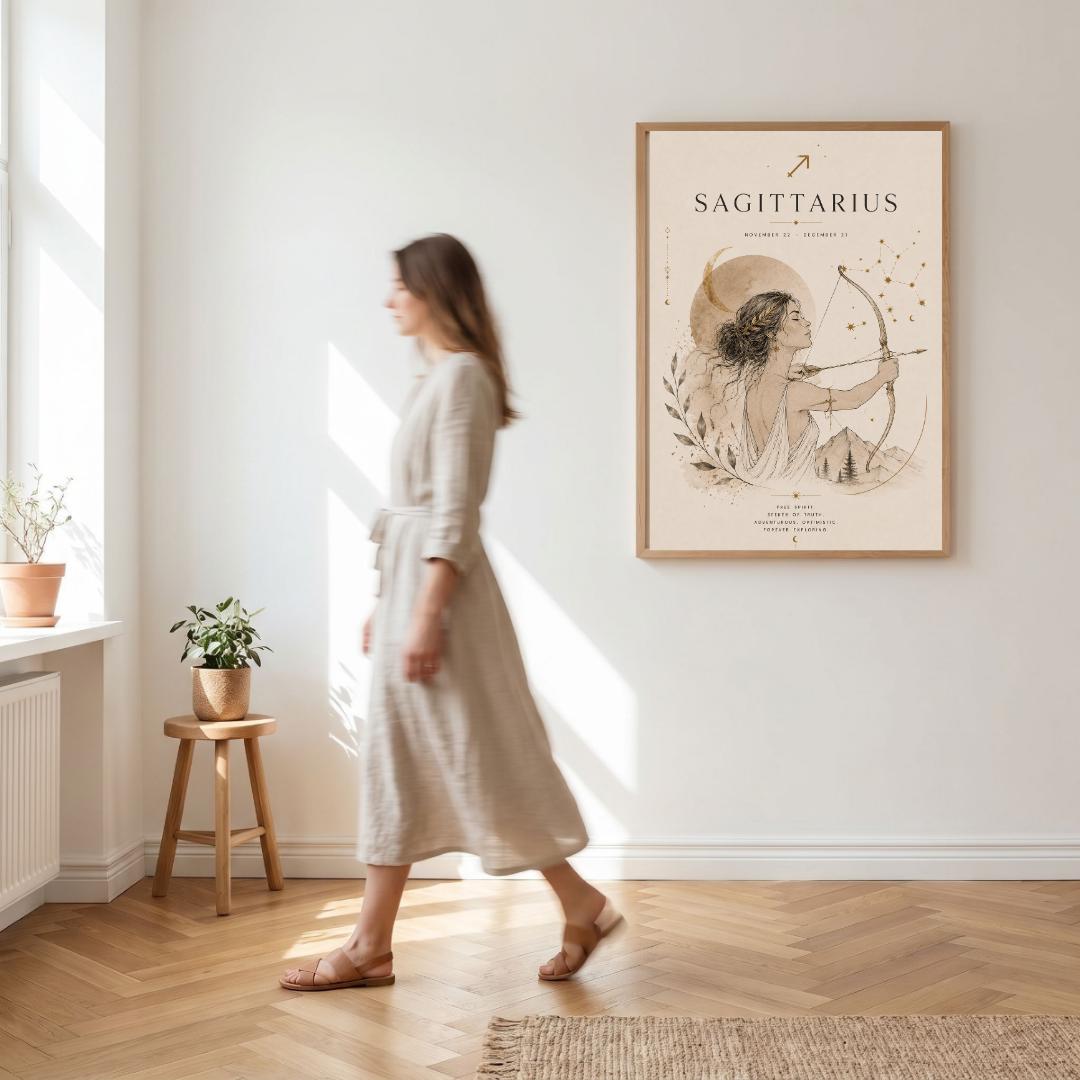 Sagittarius Zodiac Wall Art, Minimalist Astrology Poster, Star Sign Print wall art print