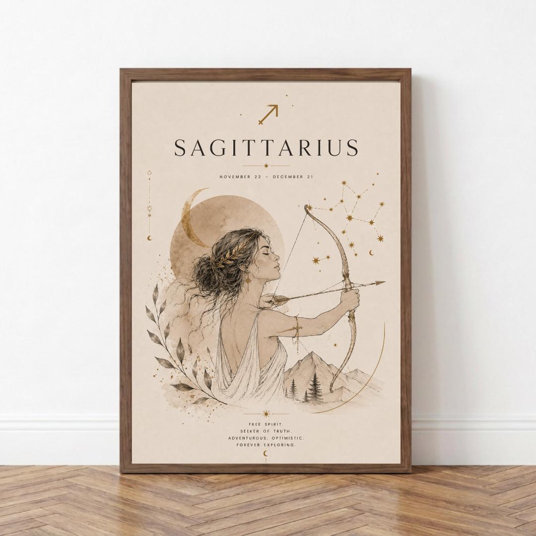 Sagittarius Zodiac Wall Art, Minimalist Astrology Poster, Star Sign Print wall art print