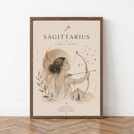 Sagittarius Zodiac Wall Art, Minimalist Astrology Poster, Star Sign Print wall art print