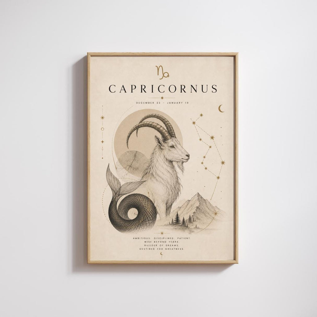 Capricorn Zodiac Wall Art, Minimalist Astrology Poster, Star Sign Print wall art print