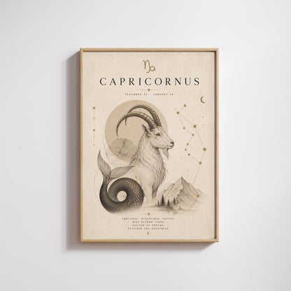 Capricorn Zodiac Wall Art, Minimalist Astrology Poster, Star Sign Print wall art print
