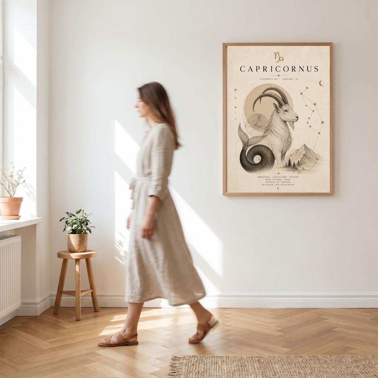 Capricorn Zodiac Wall Art, Minimalist Astrology Poster, Star Sign Print wall art print
