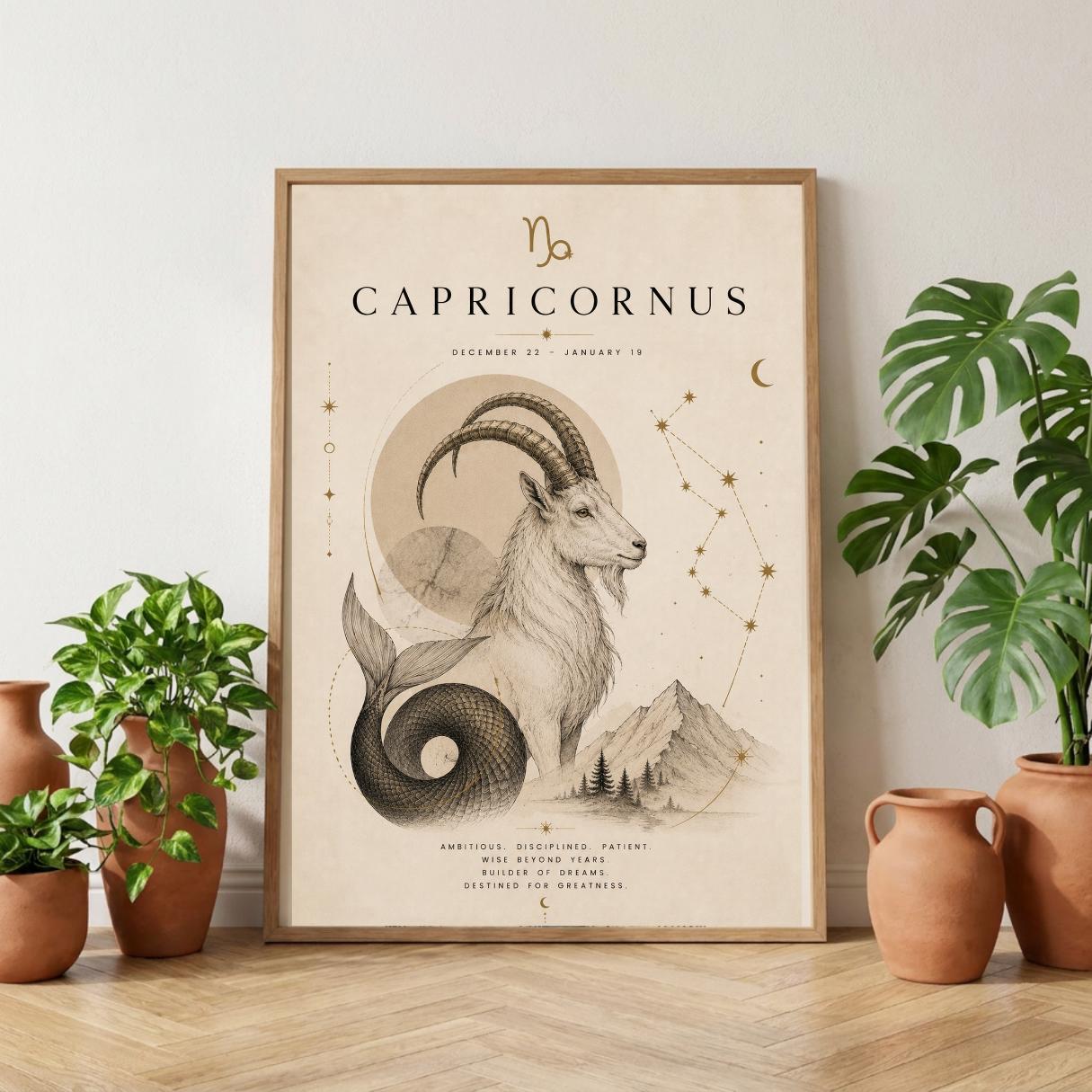 Capricorn Zodiac Wall Art, Minimalist Astrology Poster, Star Sign Print wall art print