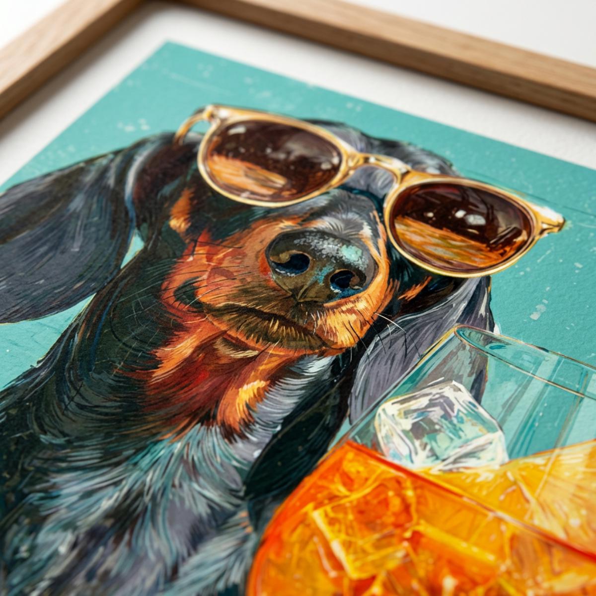 Dachshund Cocktail Print | Funny Dog Wall Art | Sausage Dog Poster wall art print