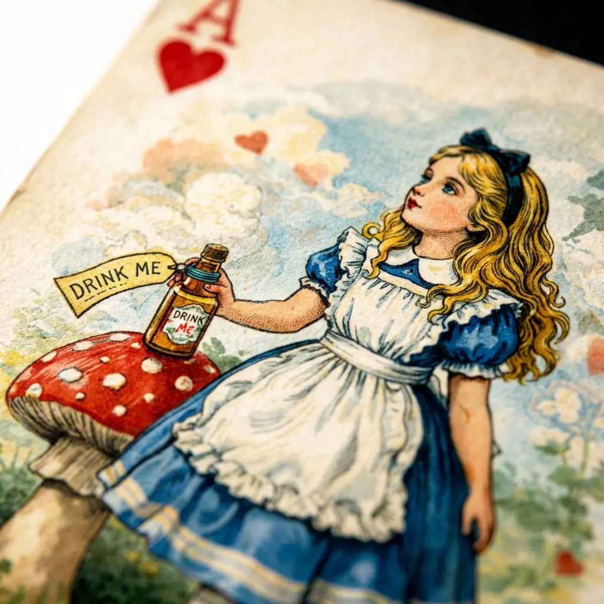 Alice in Wonderland Playing Card Poster, Vintage Wall Art, Queen of Hearts Illustration wall art print