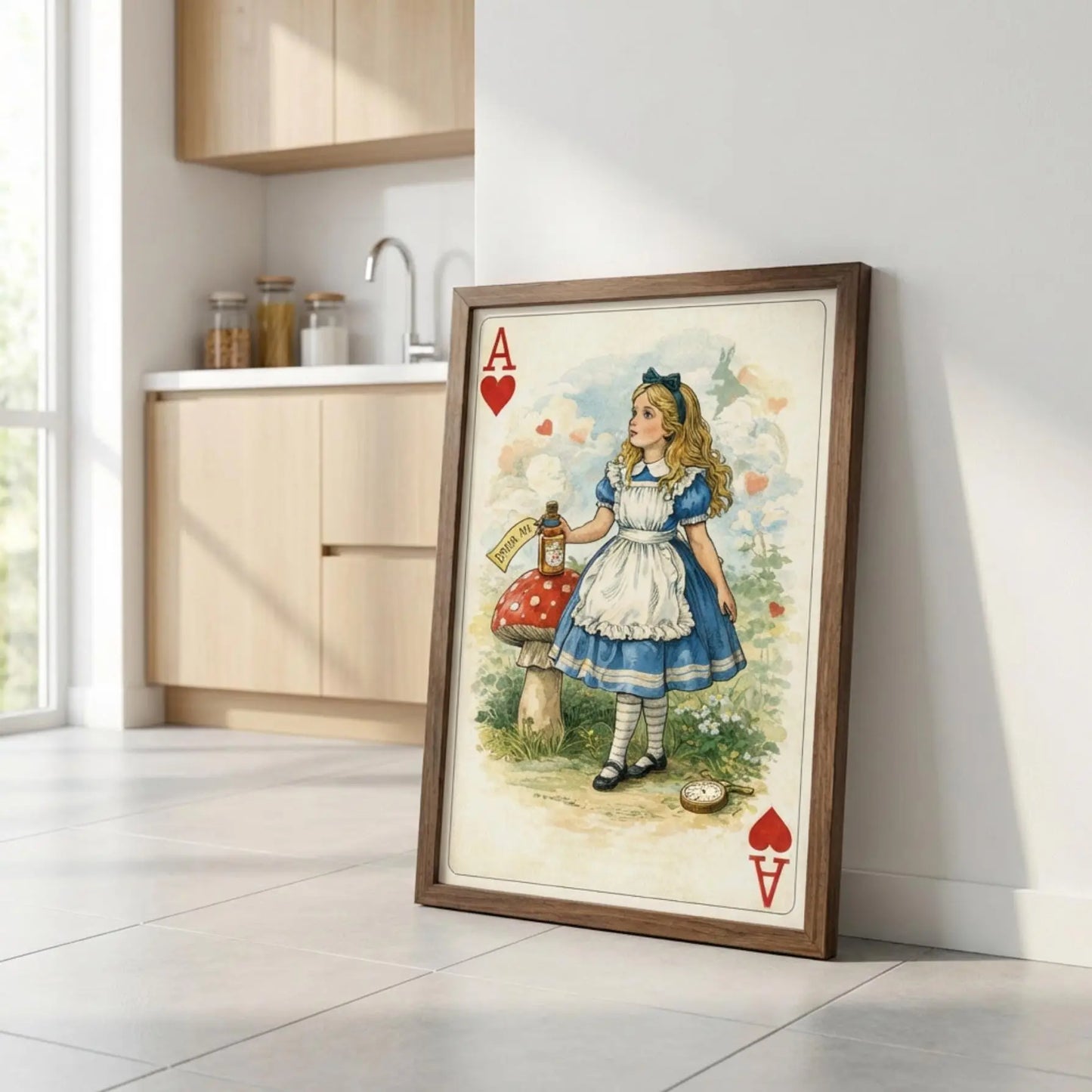 Alice in Wonderland Playing Card Poster, Vintage Wall Art, Queen of Hearts Illustration wall art print