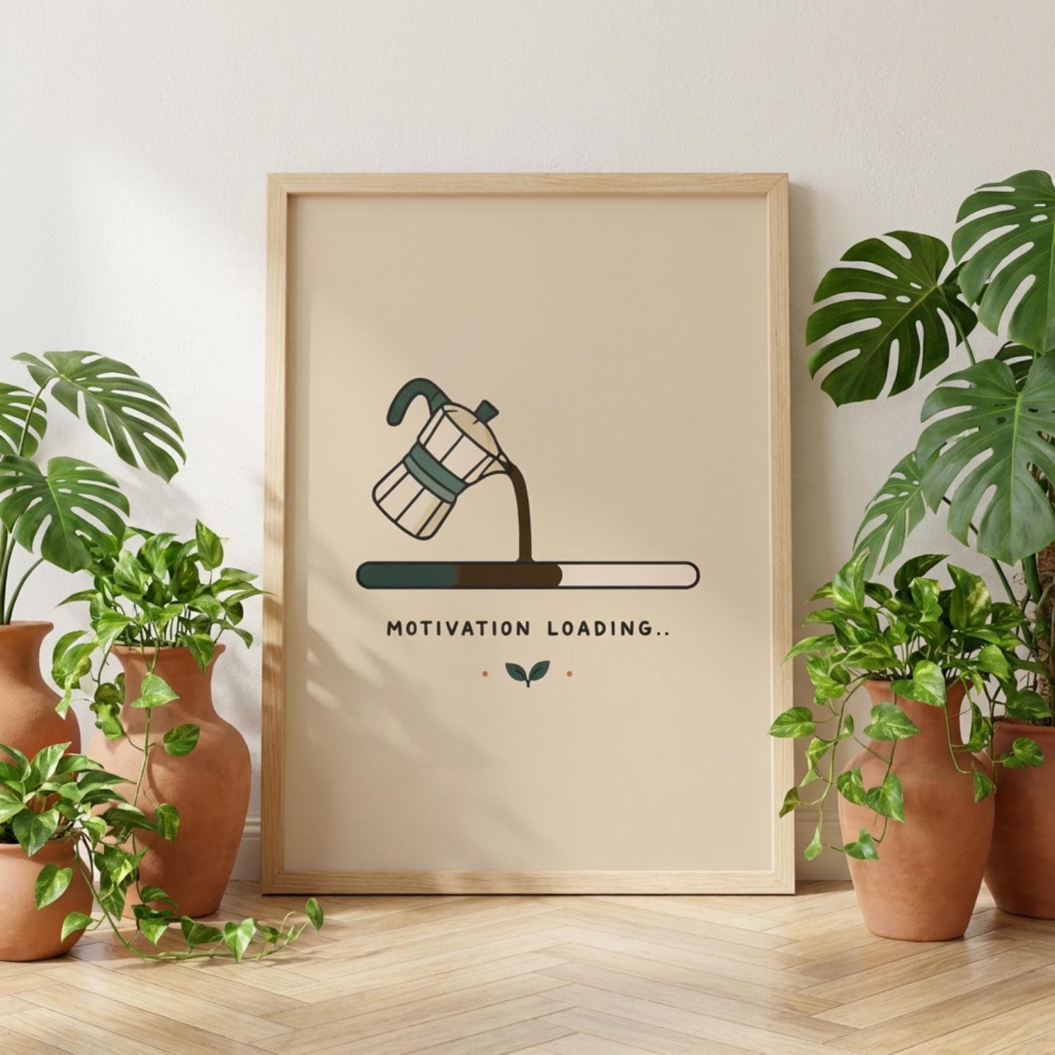 Motivation Loading Poster, Coffee Wall Art wall art print