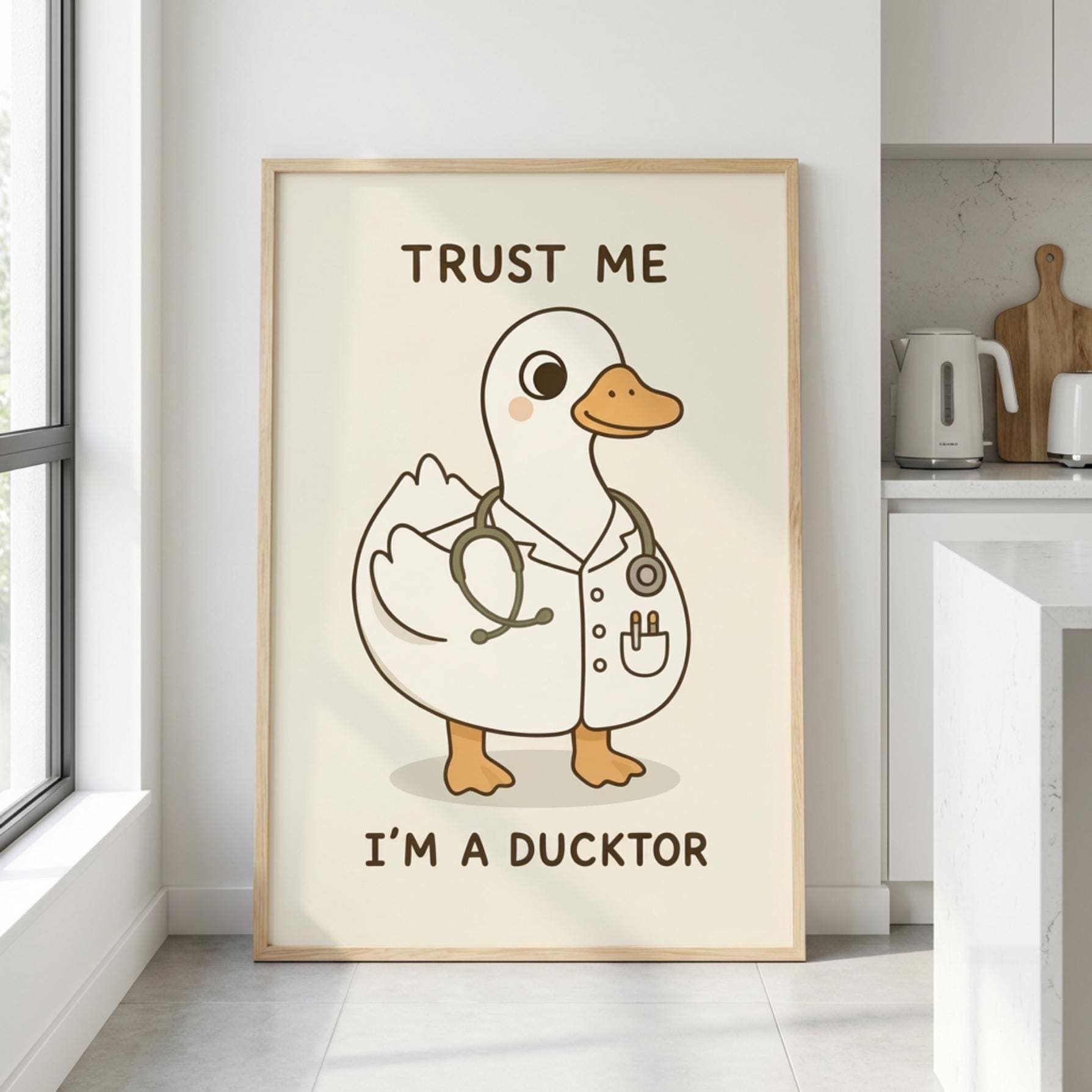 Doctor Duck Poster, Trust Me Im A Ducktor Print, Doctor Humour Art wall art print