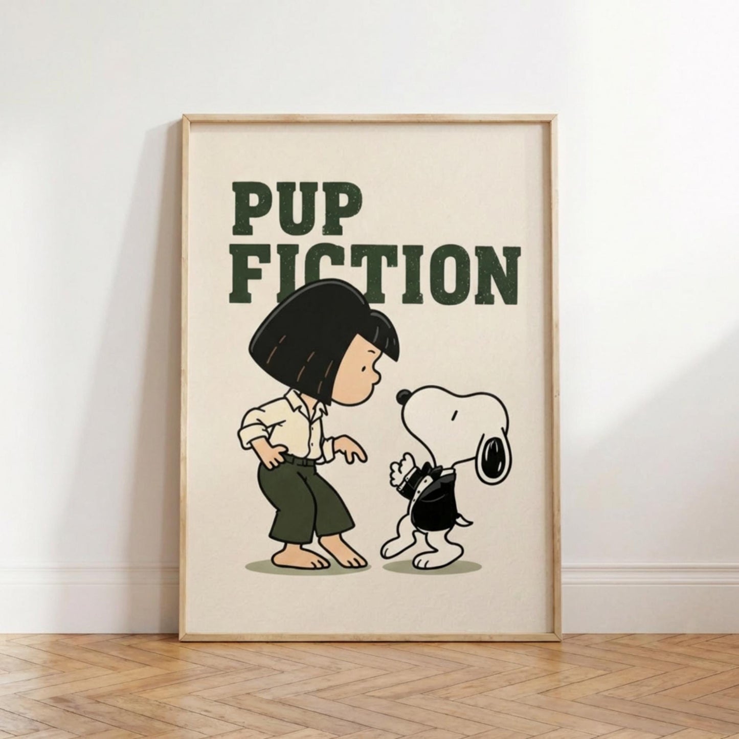 Pup Fiction Poster, Dog Dance Print, Retro Movie Inspired Wall Art wall art print